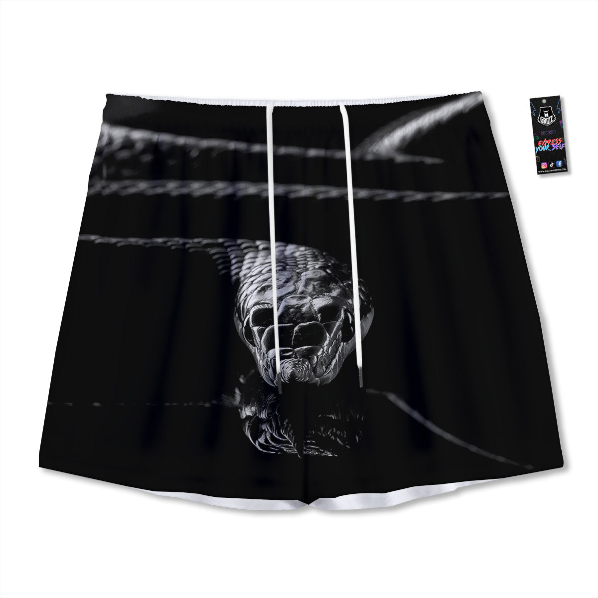 Ratsnake Rhinoceros Monochrome Print Mesh Shorts