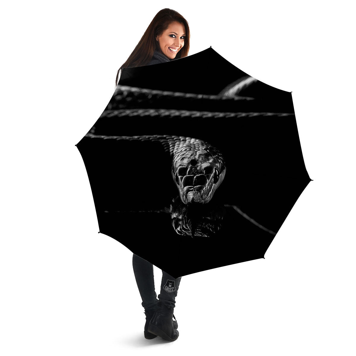 Ratsnake Rhinoceros Monochrome Print Umbrella-grizzshop