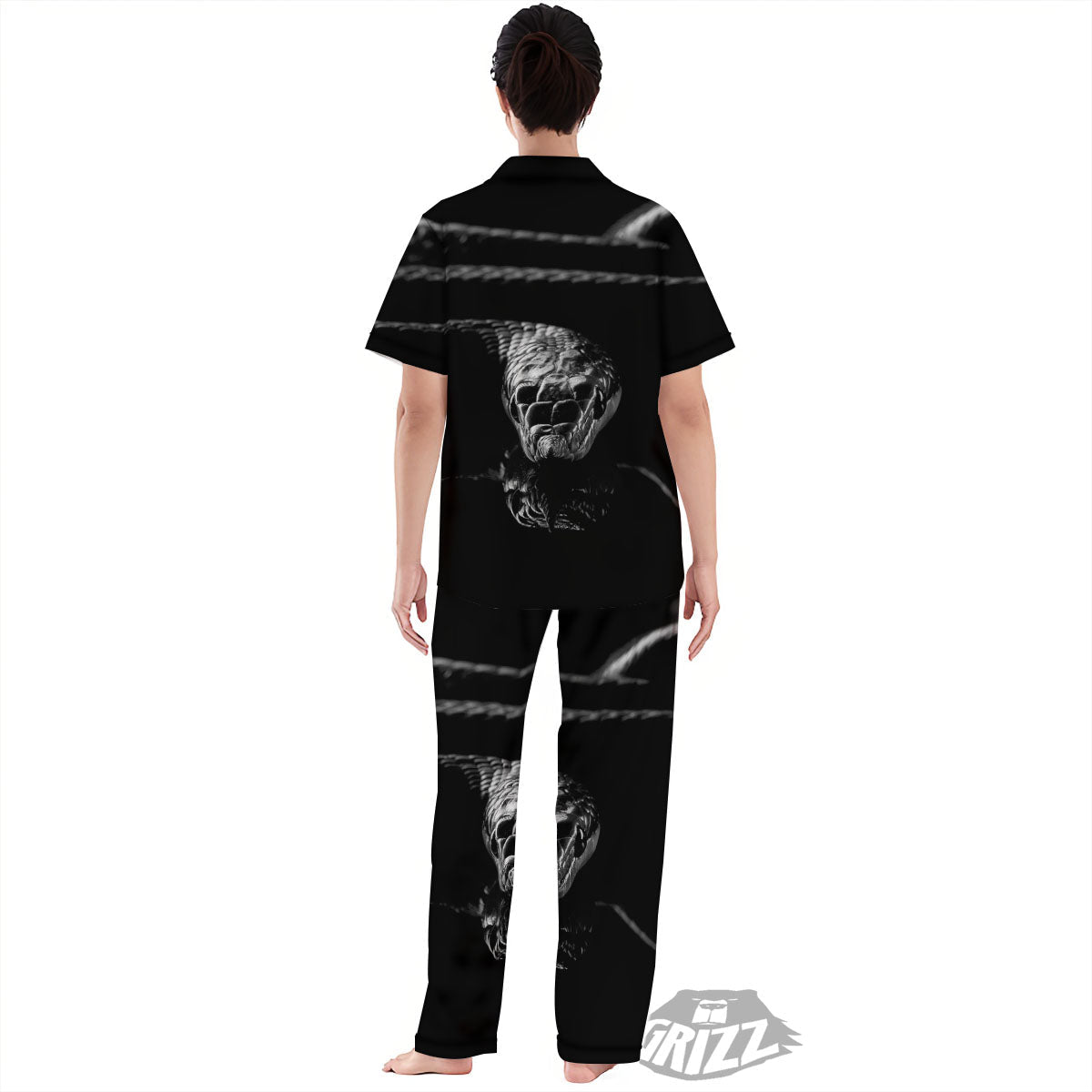 Ratsnake Rhinoceros Monochrome Print Women's Pajamas Set-grizzshop