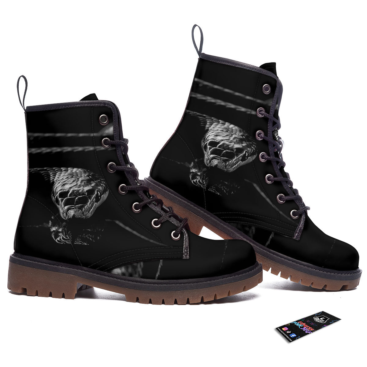 Ratsnake Rhinoceros Monochrome Print Work Boots-grizzshop