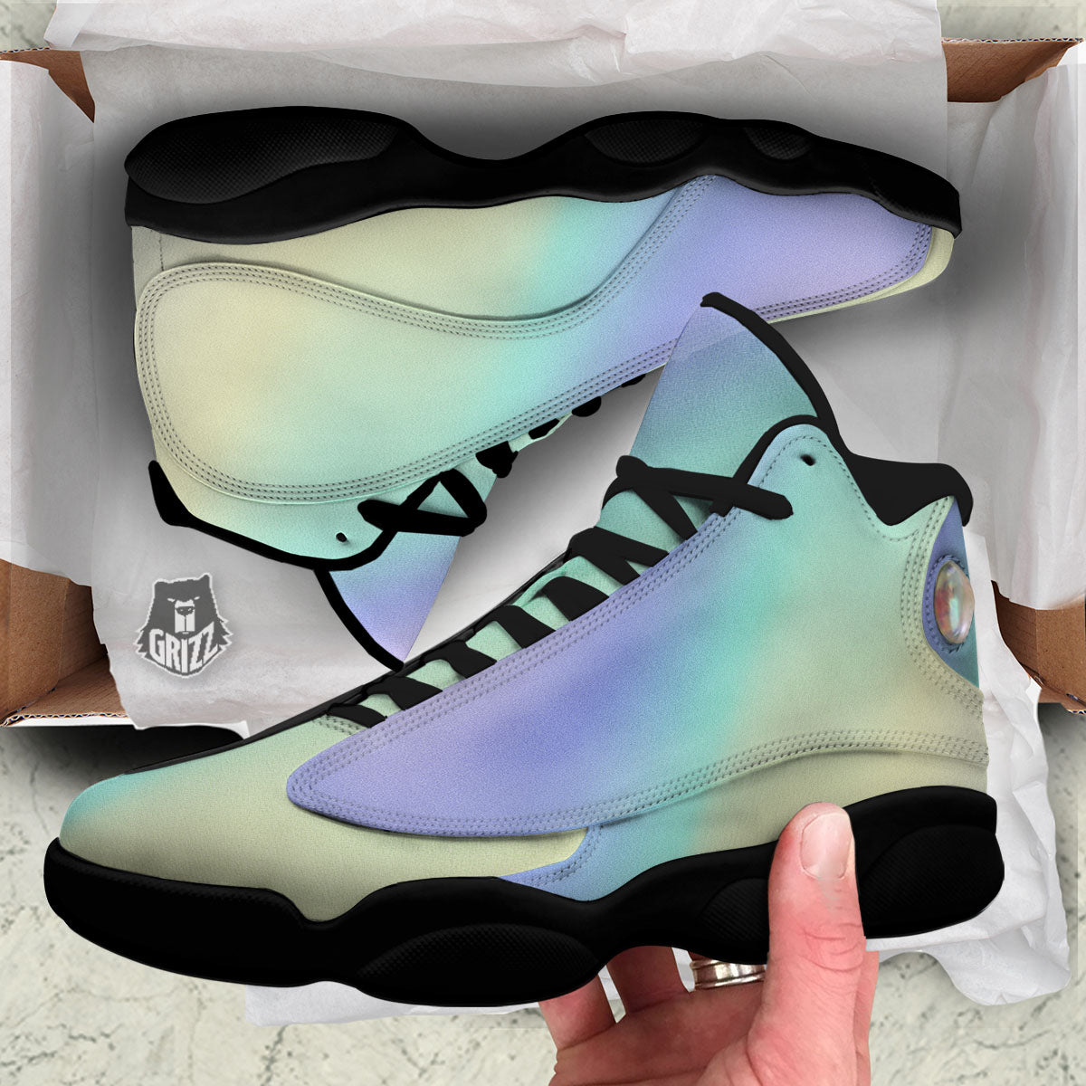 Rave Pastel Print Pattern Black Basketball Shoes-grizzshop