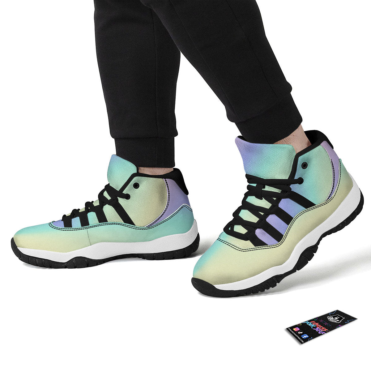 Rave Pastel Print Pattern Black Bball Shoes-grizzshop