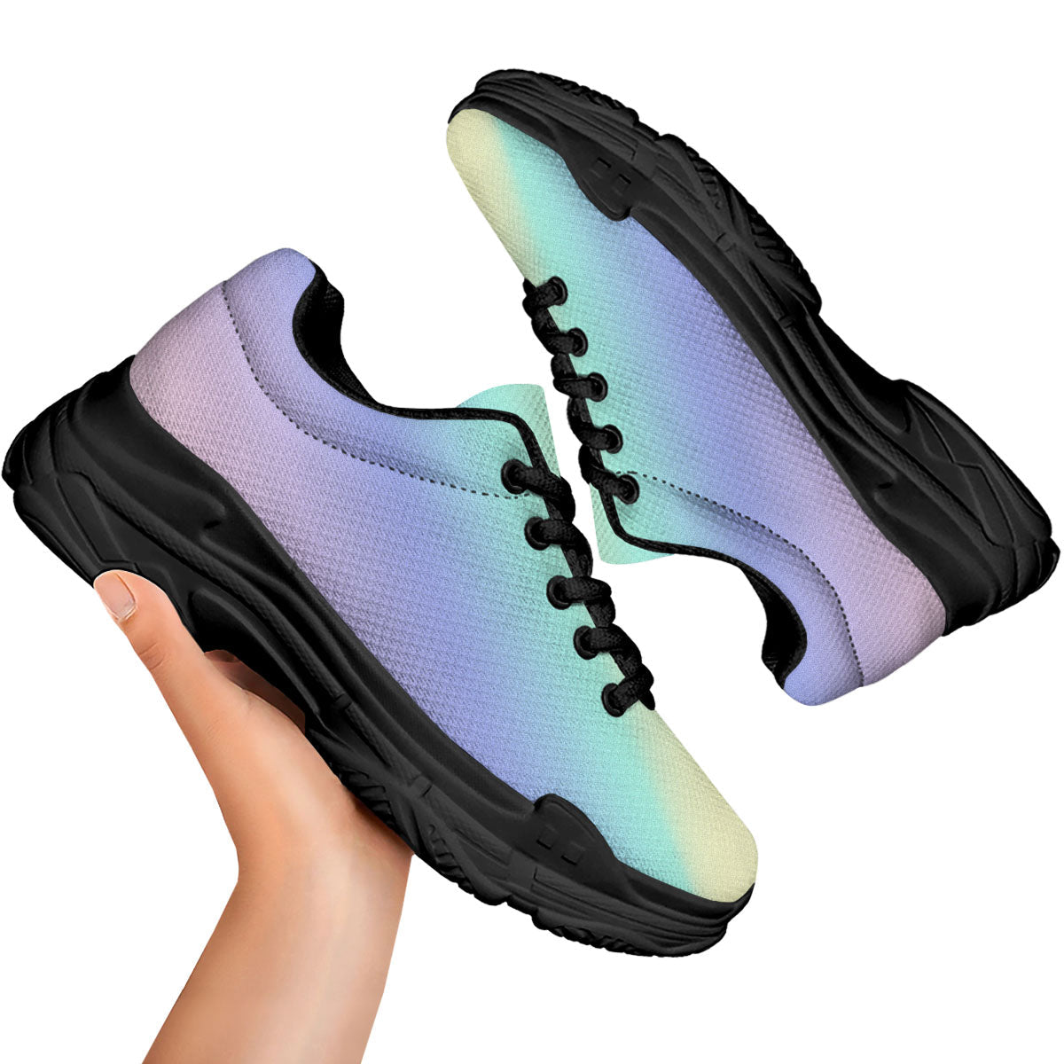Rave Pastel Print Pattern Black Chunky Shoes-grizzshop