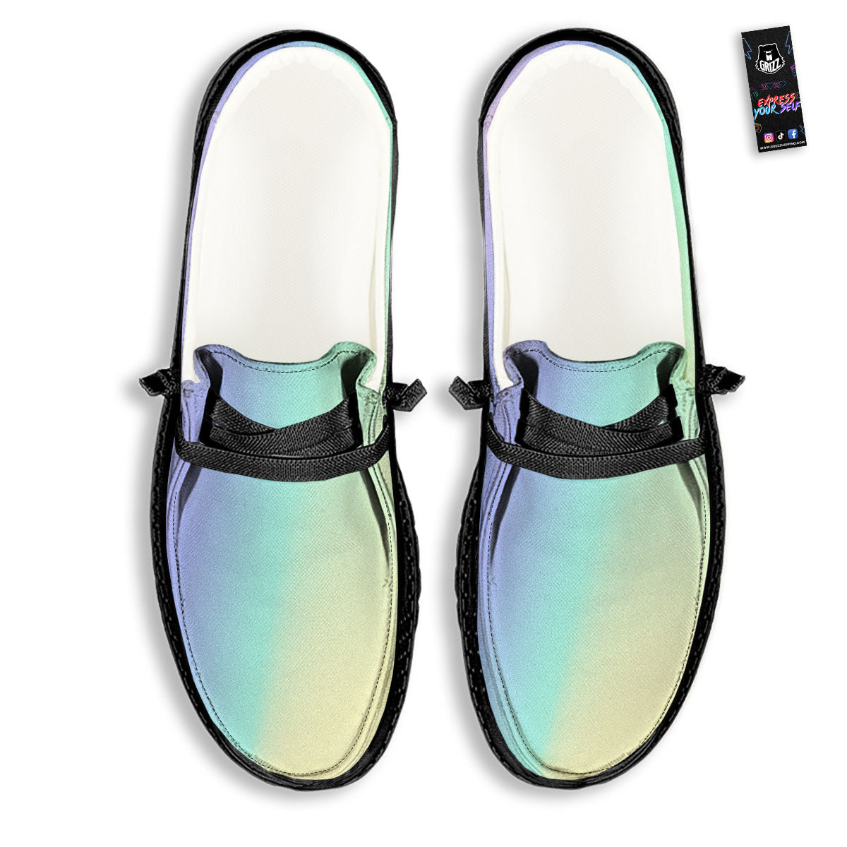 Rave Pastel Print Pattern Black Loafers-grizzshop