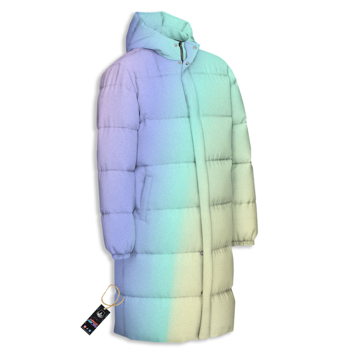 Rave Pastel Print Pattern Long Down Jacket-grizzshop