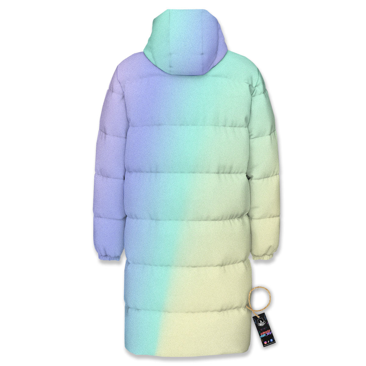 Rave Pastel Print Pattern Long Down Jacket-grizzshop