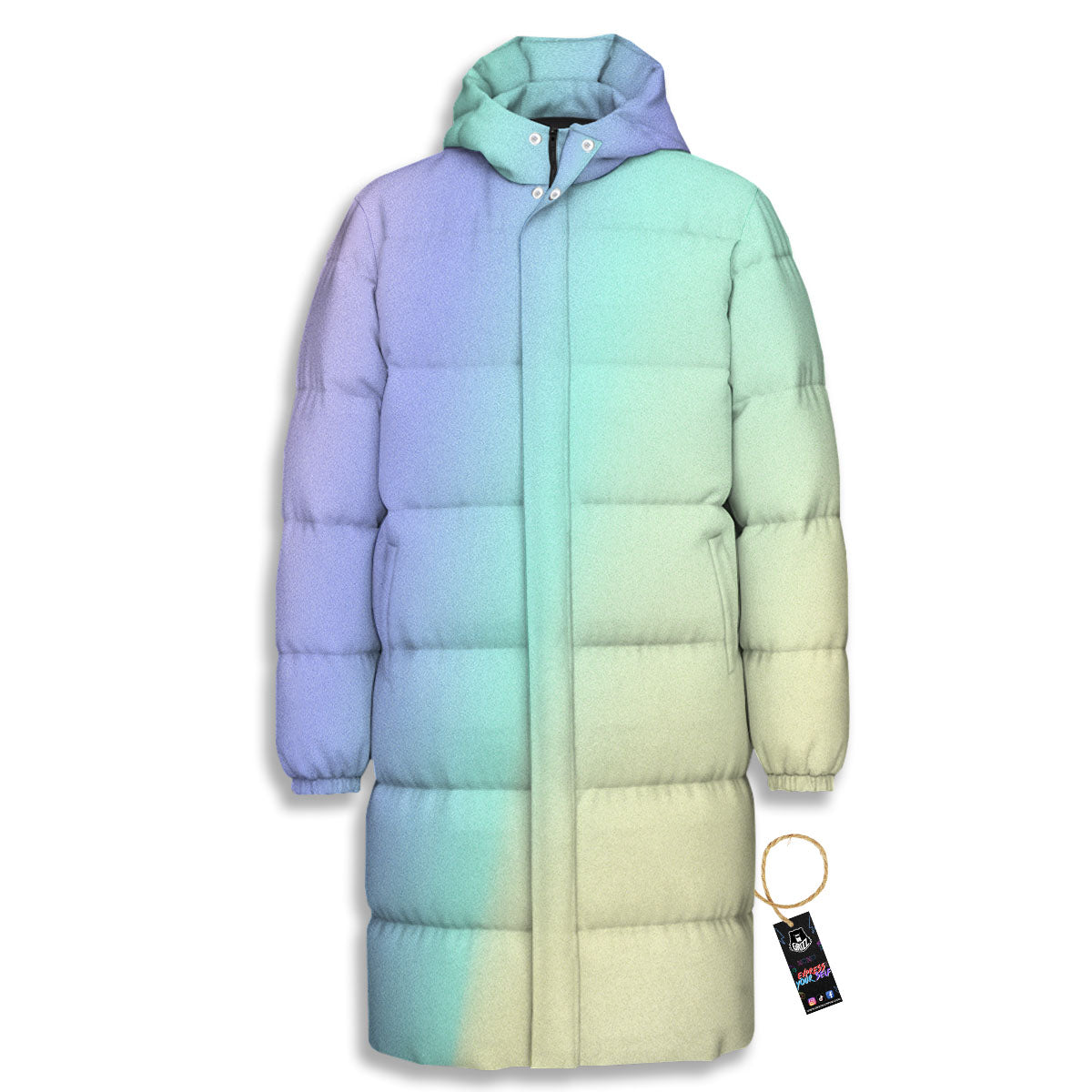 Rave Pastel Print Pattern Long Down Jacket-grizzshop
