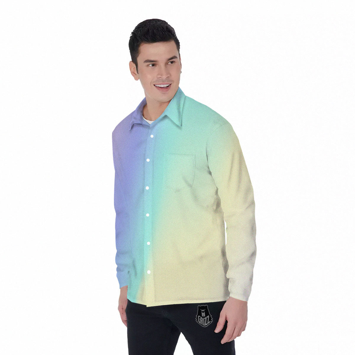 Rave Pastel Print Pattern Men's Long Sleeve Shirts-grizzshop