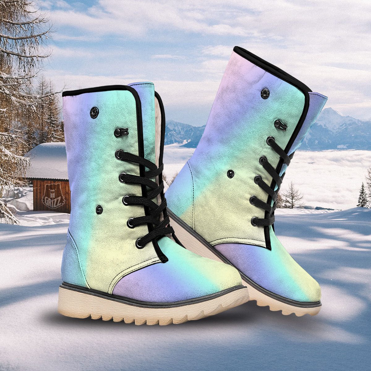 Rave Pastel Print Pattern Snow Boots-grizzshop