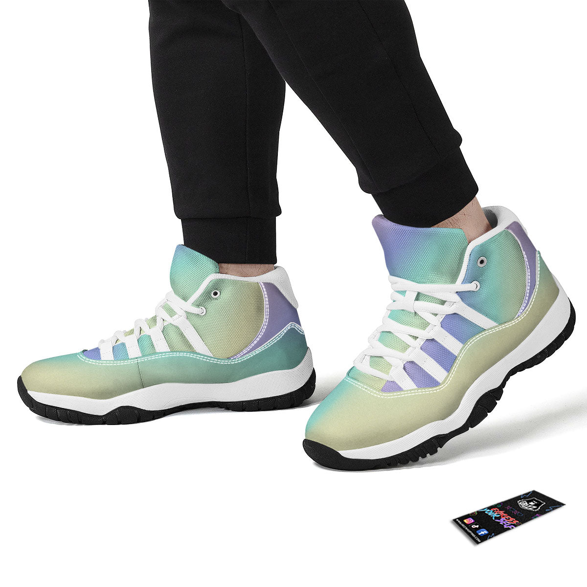 Rave Pastel Print Pattern White Bball Shoes-grizzshop