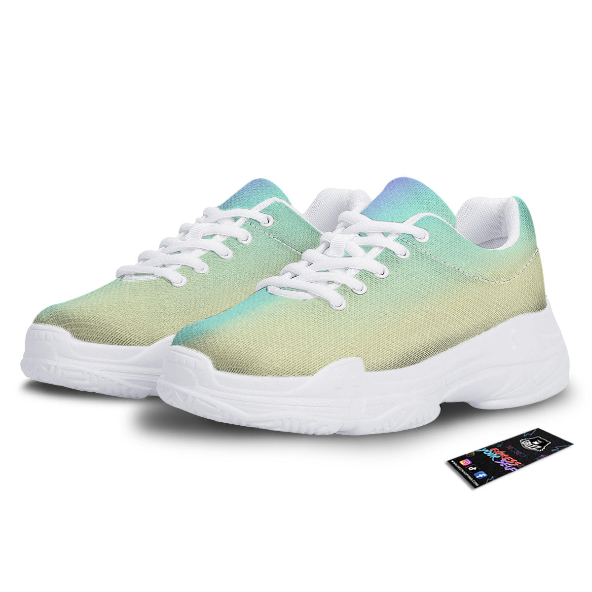 Rave Pastel Print Pattern White Chunky Shoes-grizzshop