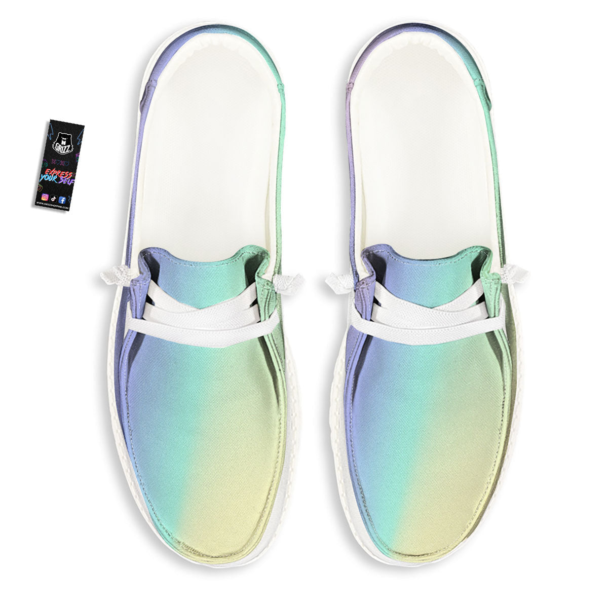 Rave Pastel Print Pattern White Loafers-grizzshop