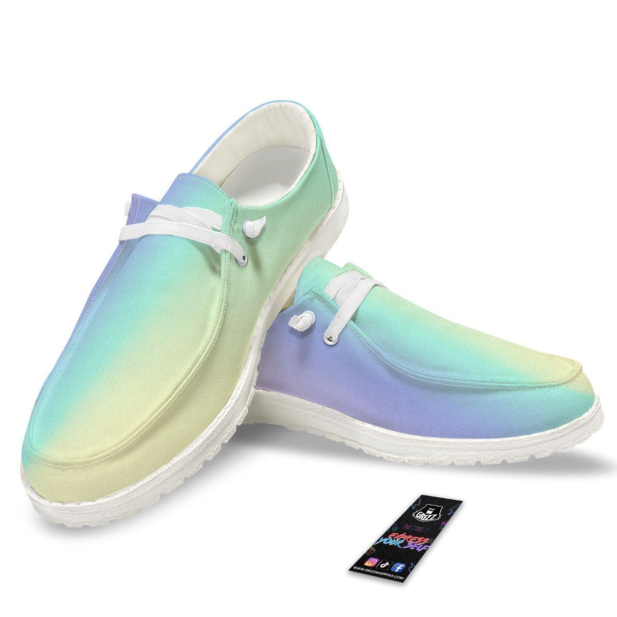 Rave Pastel Print Pattern White Loafers-grizzshop