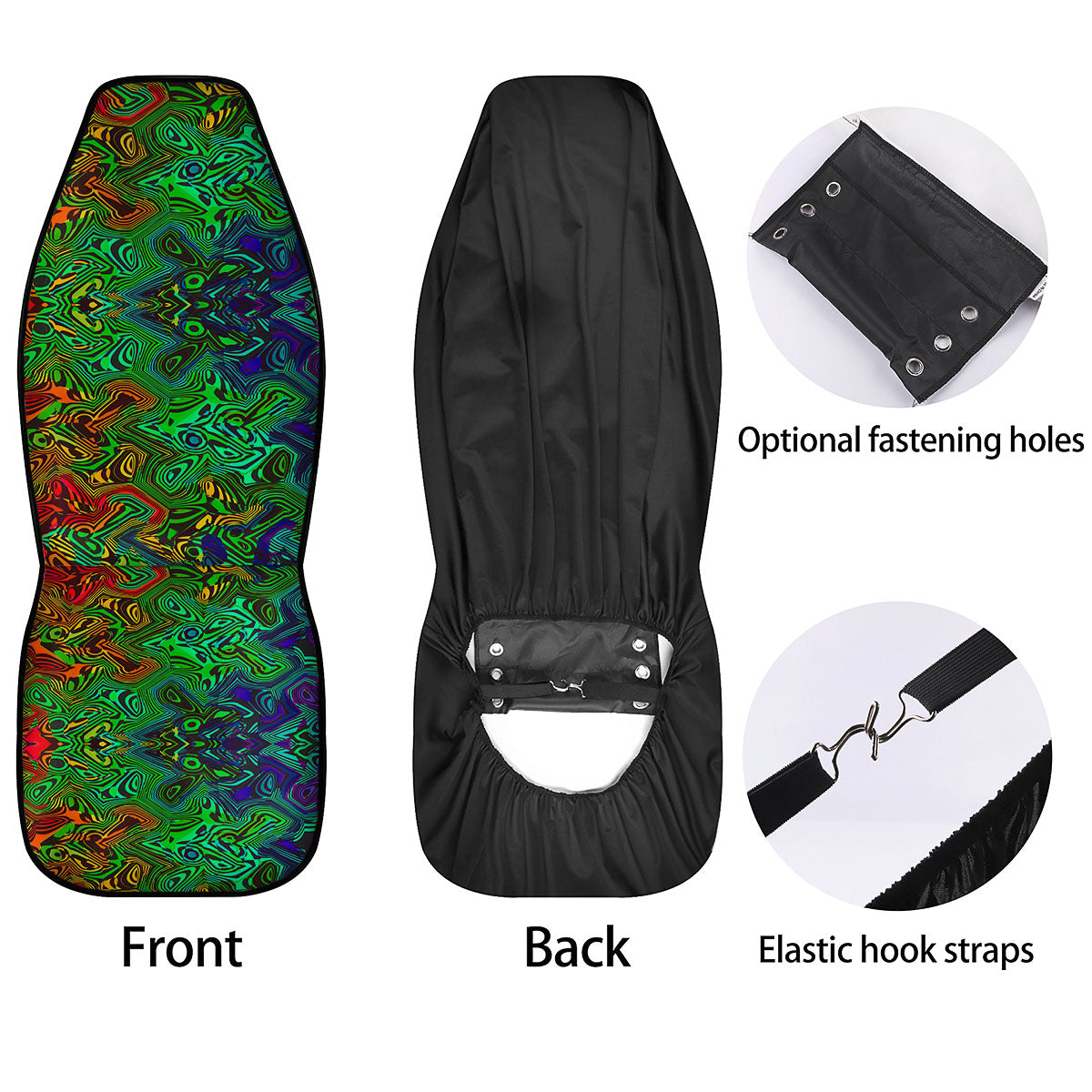 Rave Psychedelic Print Pattern Car Seat Covers-grizzshop