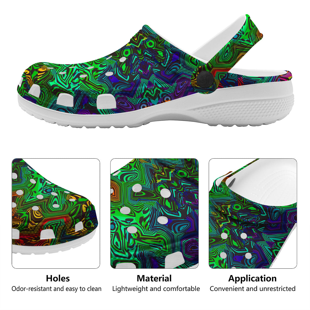 Rave Psychedelic Print Pattern Clog-grizzshop