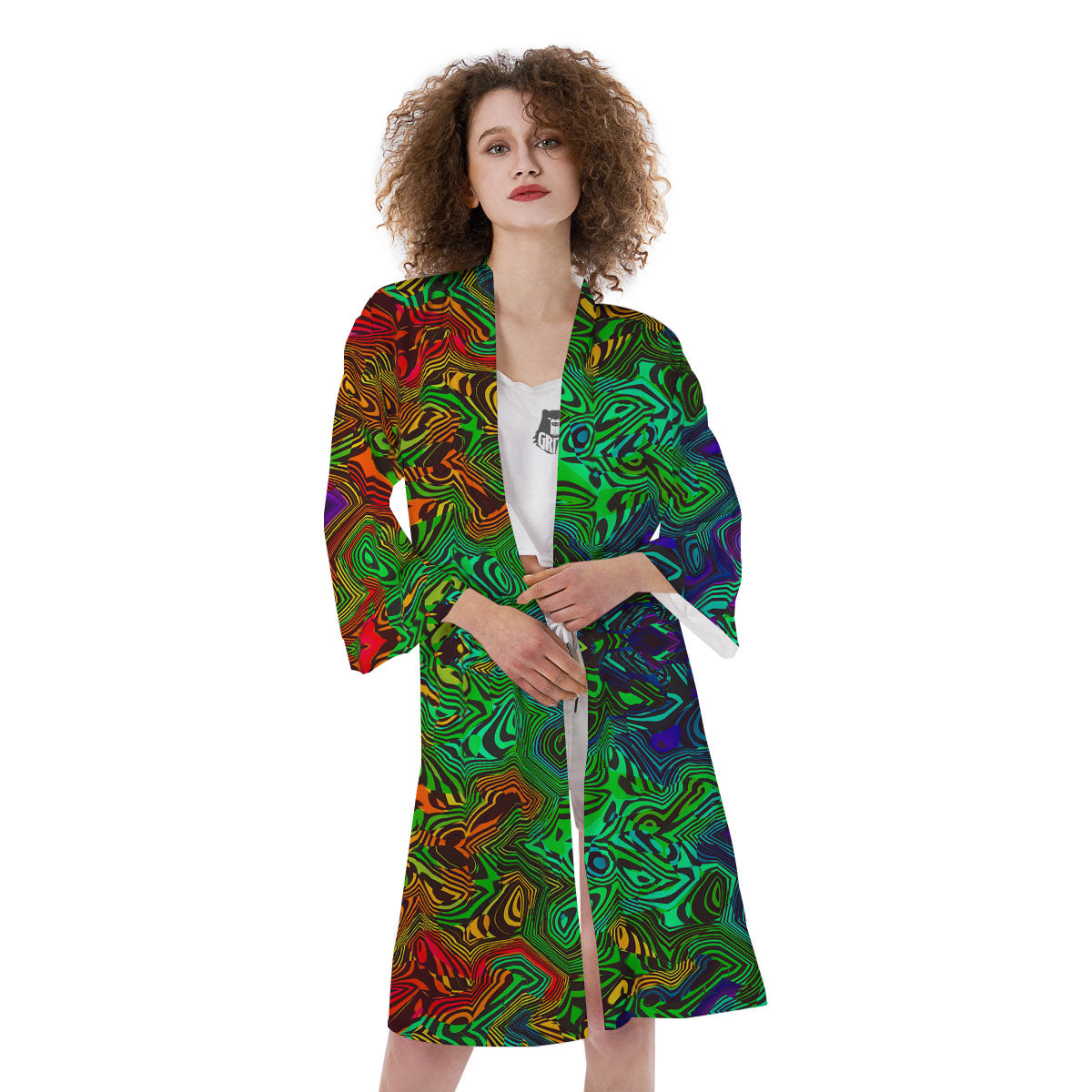 Rave Psychedelic Print Pattern Kimono-grizzshop