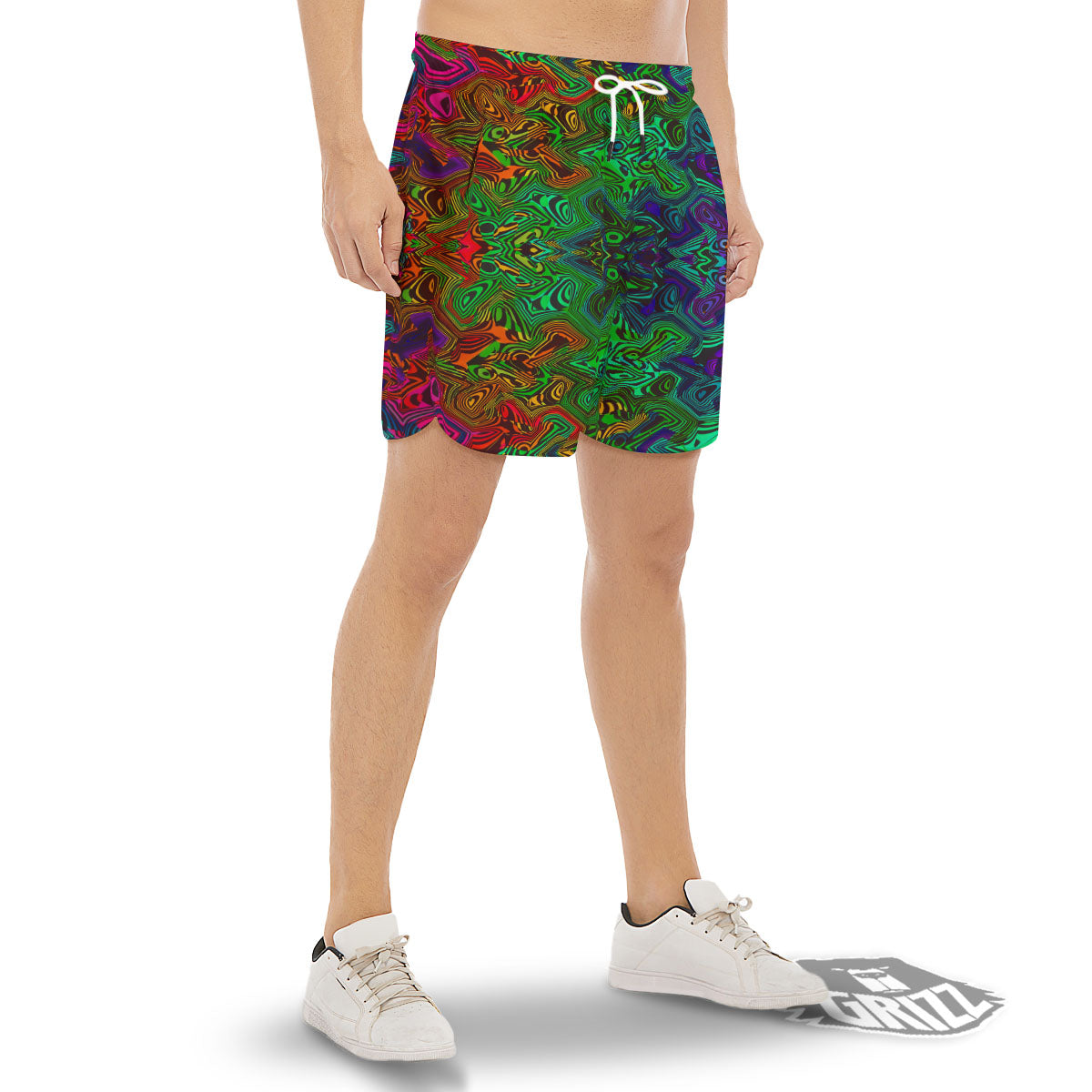 Rave Psychedelic Print Pattern Men's Gym Shorts-grizzshop