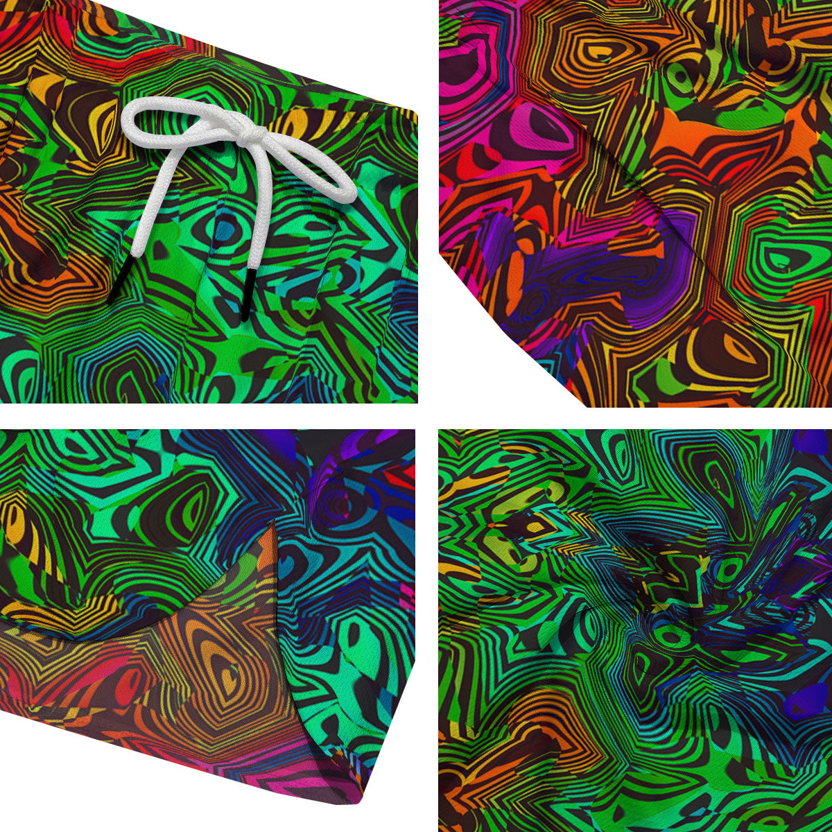 Rave Psychedelic Print Pattern Men's Running Shorts-grizzshop
