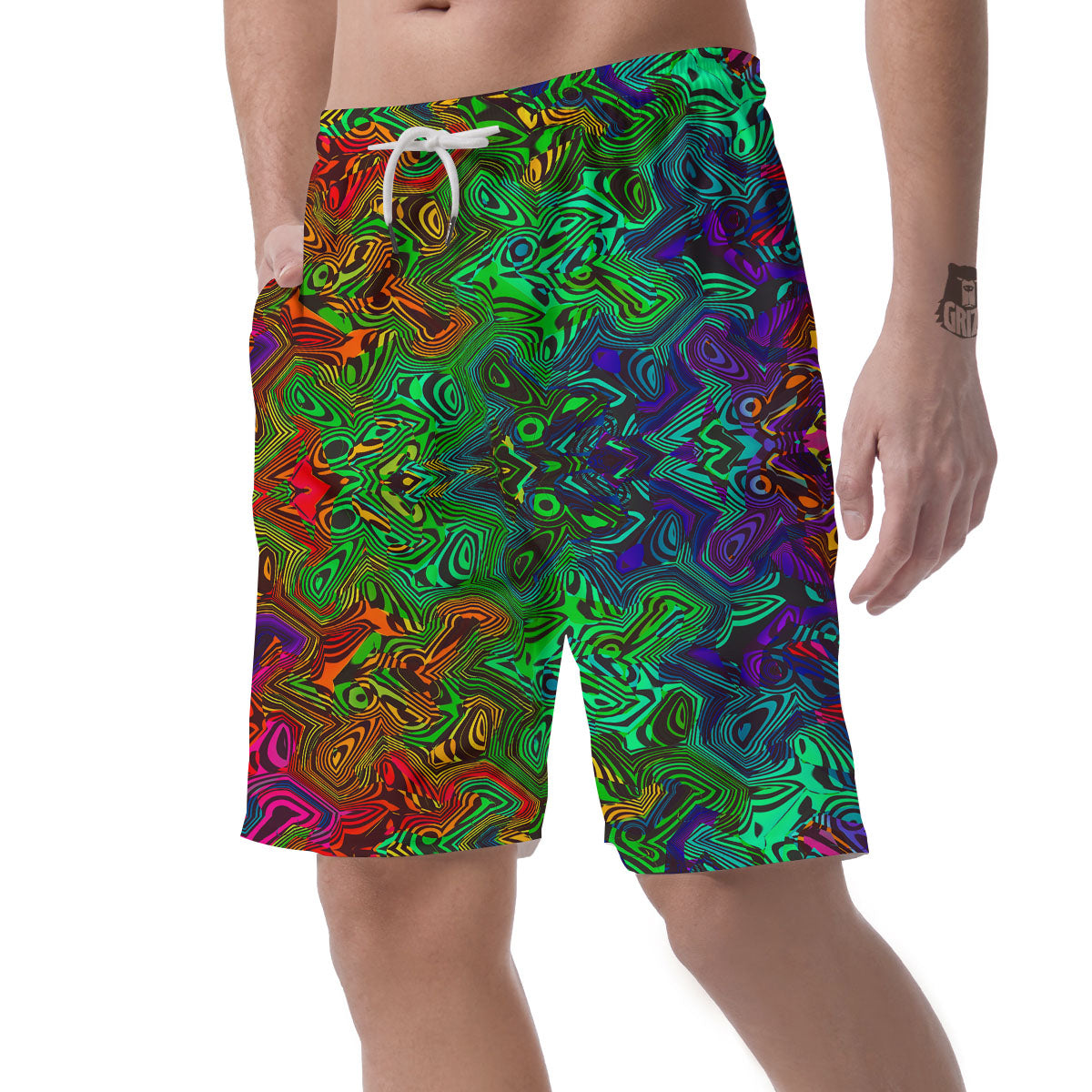 Rave Psychedelic Print Pattern Men's Shorts-grizzshop