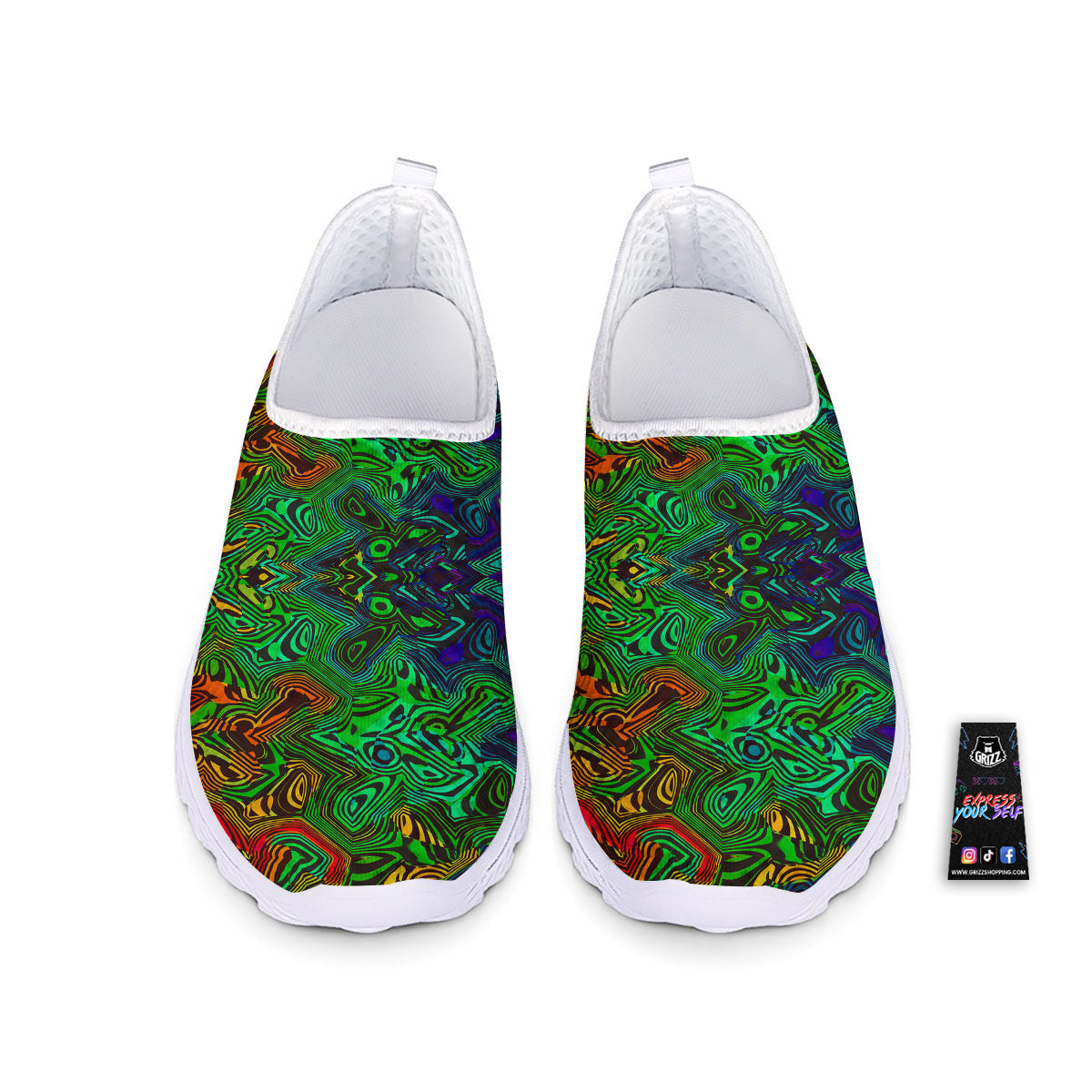 Rave Psychedelic Print Pattern Nurse Shoes-grizzshop
