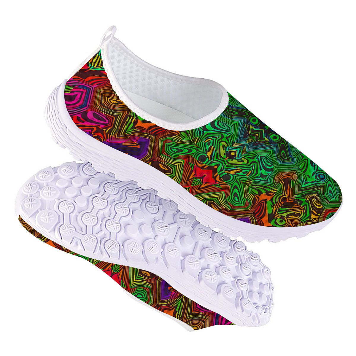 Rave Psychedelic Print Pattern Nurse Shoes-grizzshop