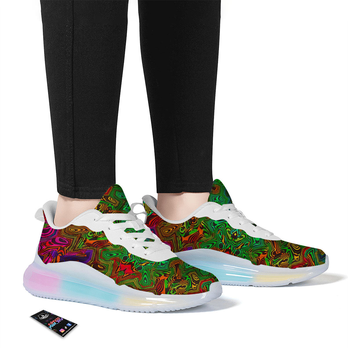 Rave Psychedelic Print Pattern Running Sneakers-grizzshop