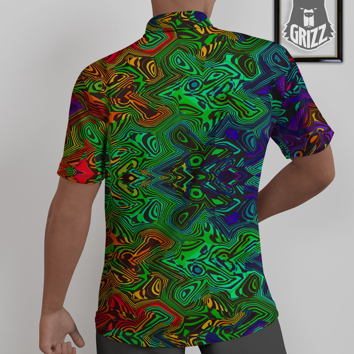 Rave Psychedelic Print Pattern Untucked Shirts-grizzshop