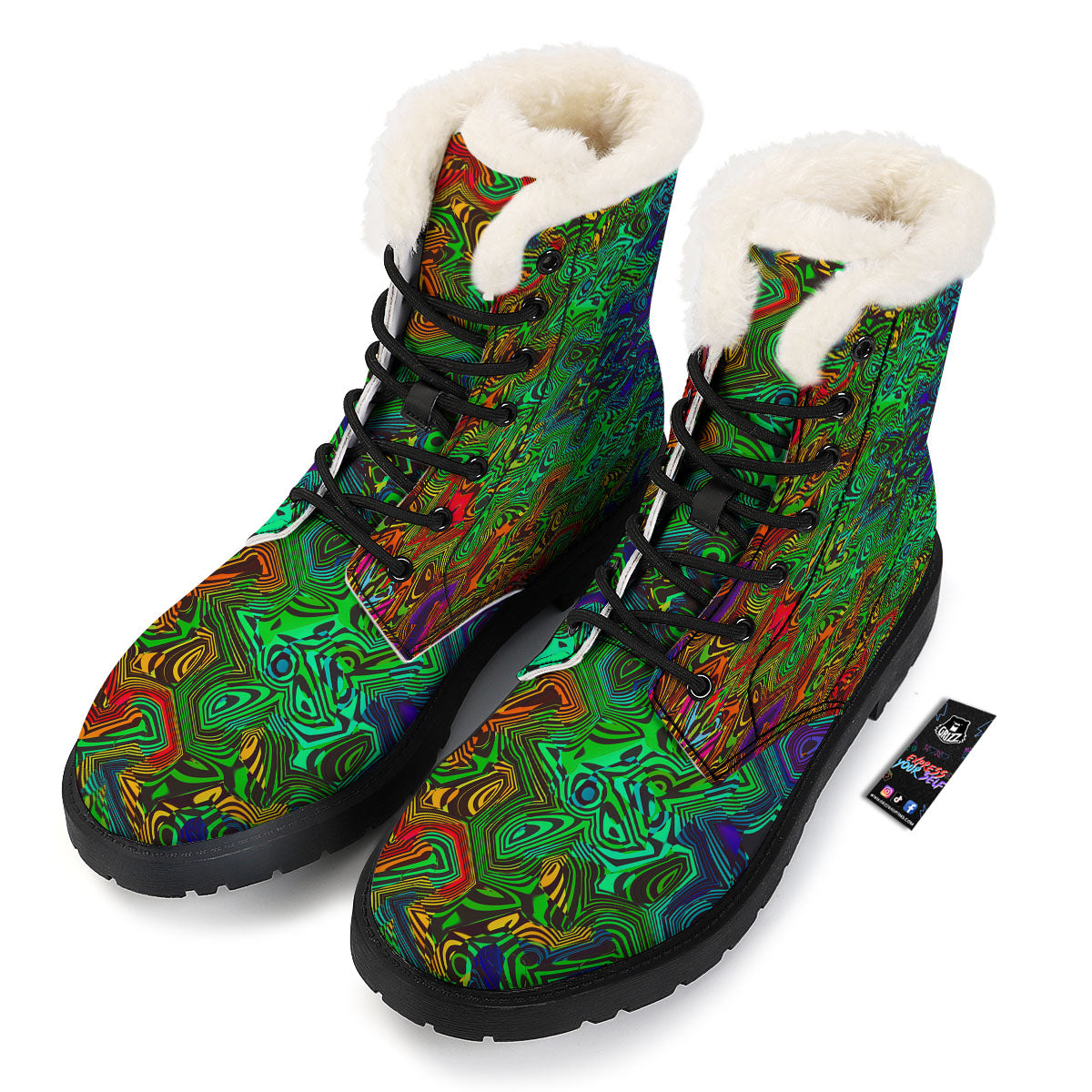 Rave Psychedelic Print Pattern Winter Boots-grizzshop