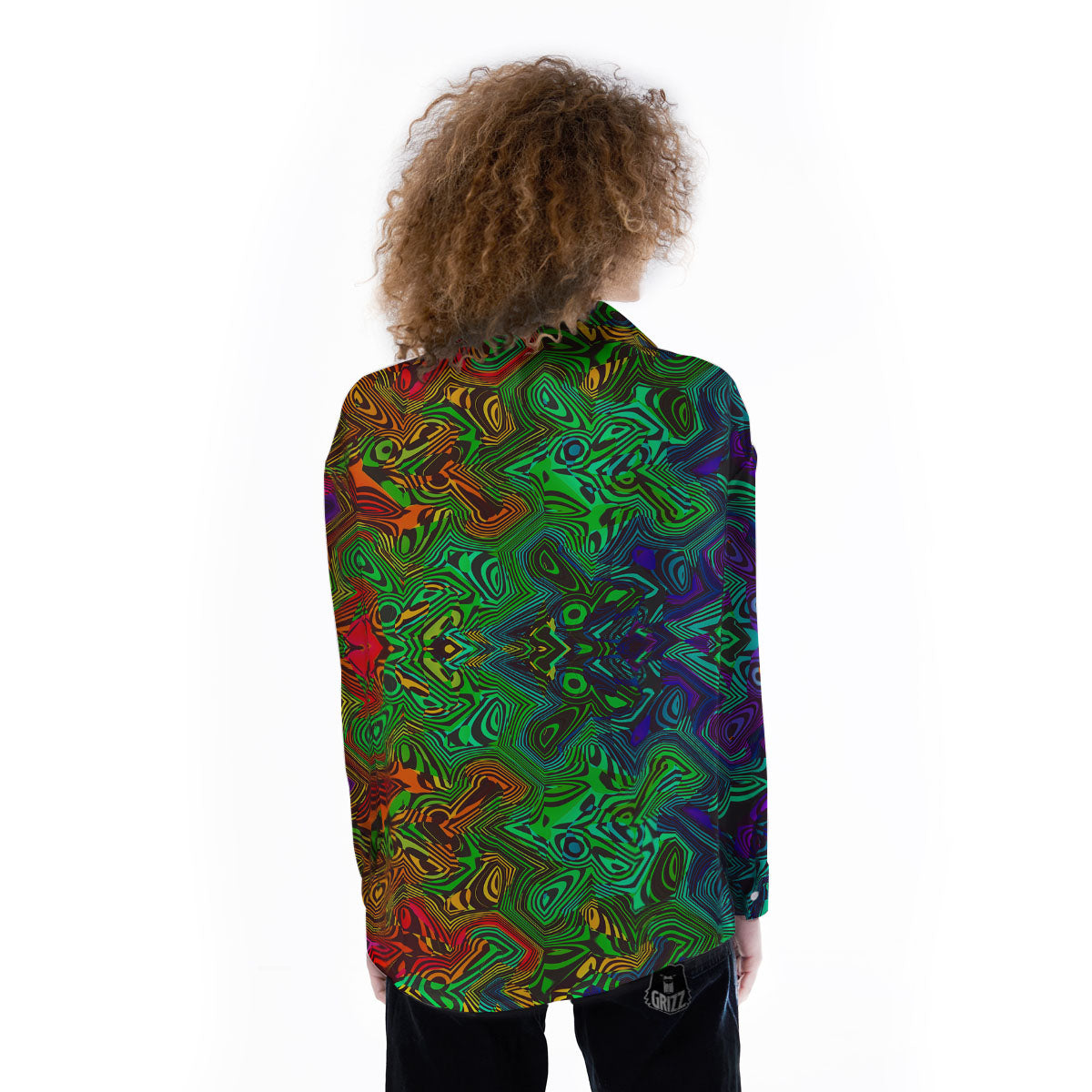 Rave Psychedelic Print Pattern Women's Long Sleeve Shirts-grizzshop