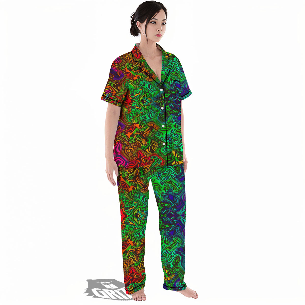 Rave Psychedelic Print Pattern Women's Pajamas Set-grizzshop