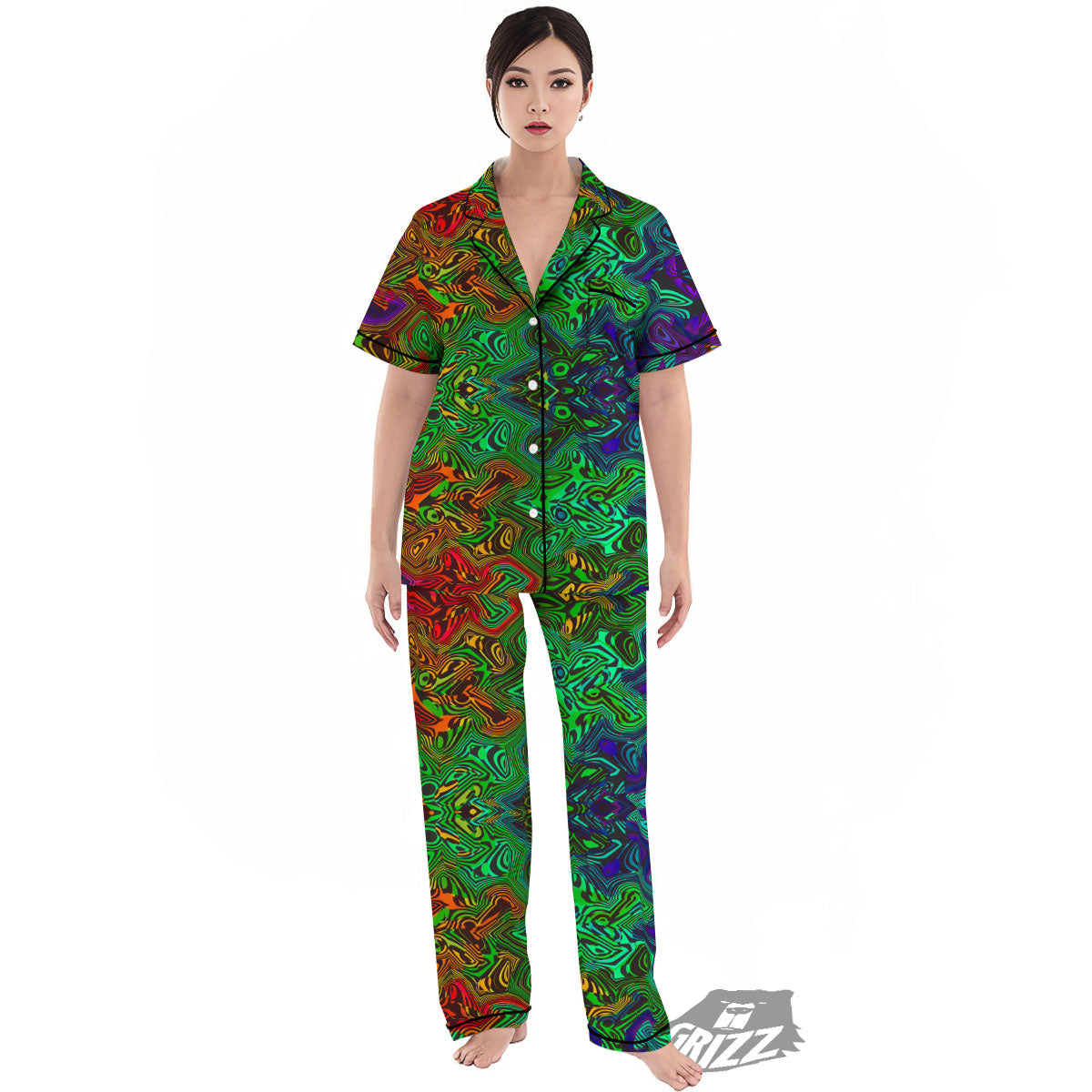 Rave Psychedelic Print Pattern Women's Pajamas Set-grizzshop