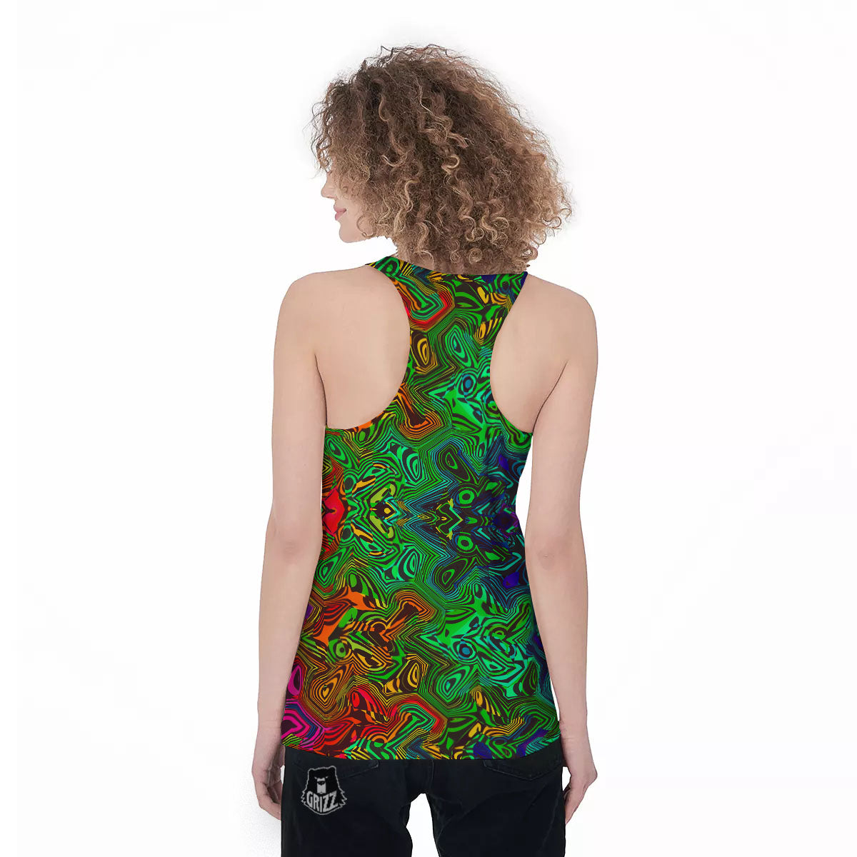 Rave Psychedelic Print Pattern Women's Racerback Tank Top-grizzshop