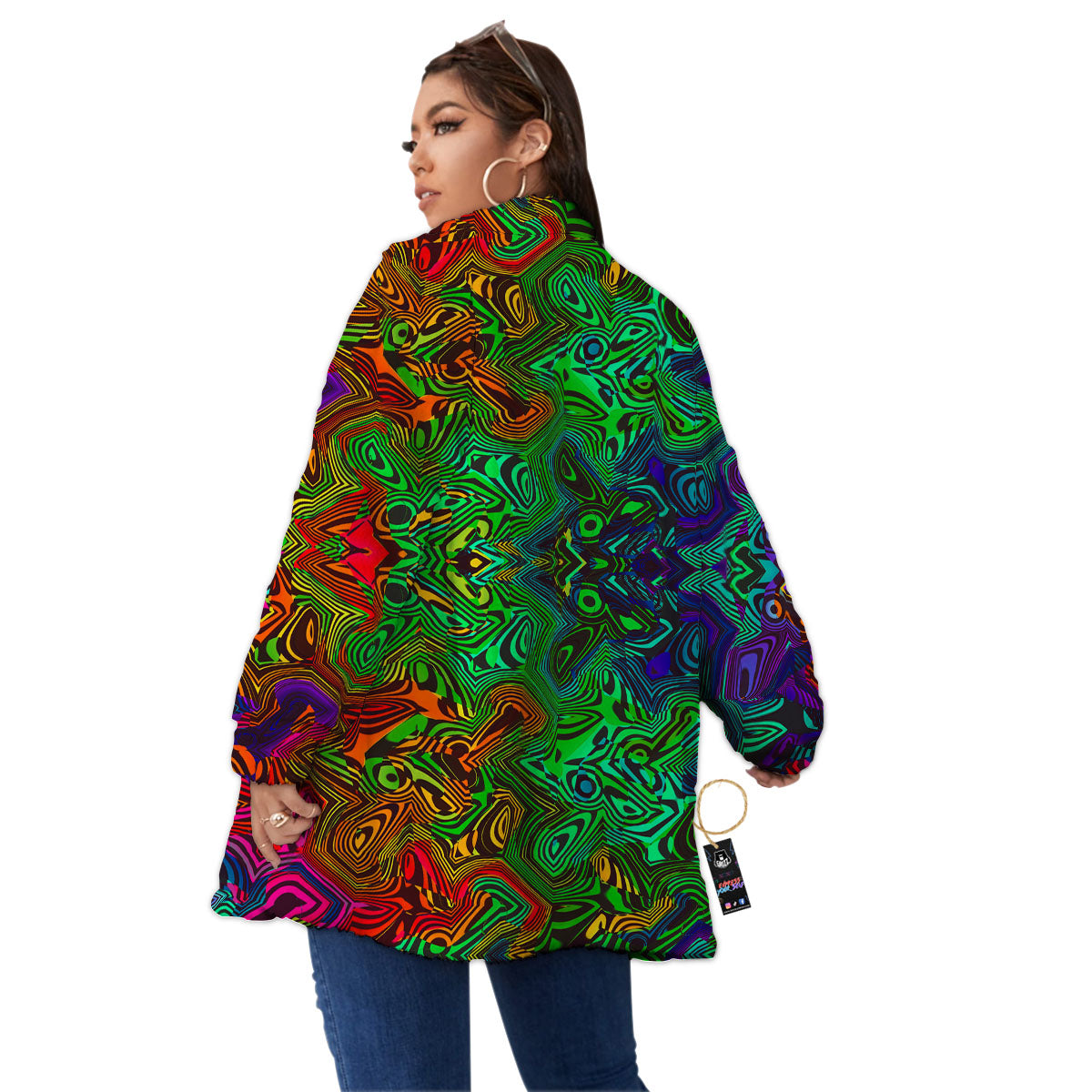 Rave Psychedelic Print Pattern Women's Sherpa Jacket-grizzshop
