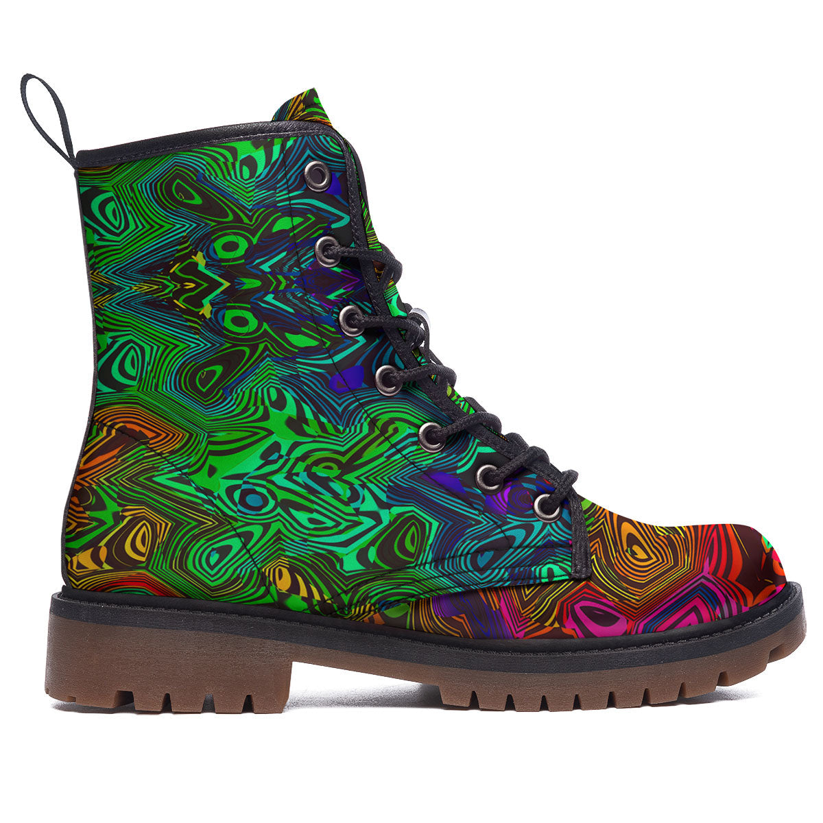 Rave Psychedelic Print Pattern Work Boots-grizzshop