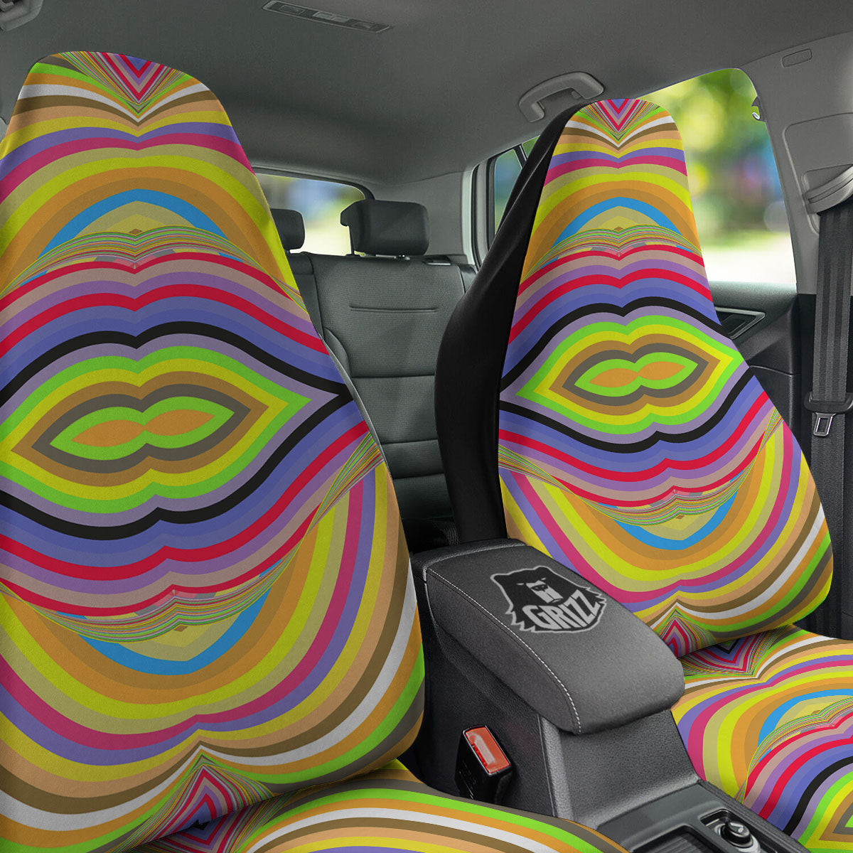 Rave Rainbow Print Pattern Car Seat Covers-grizzshop