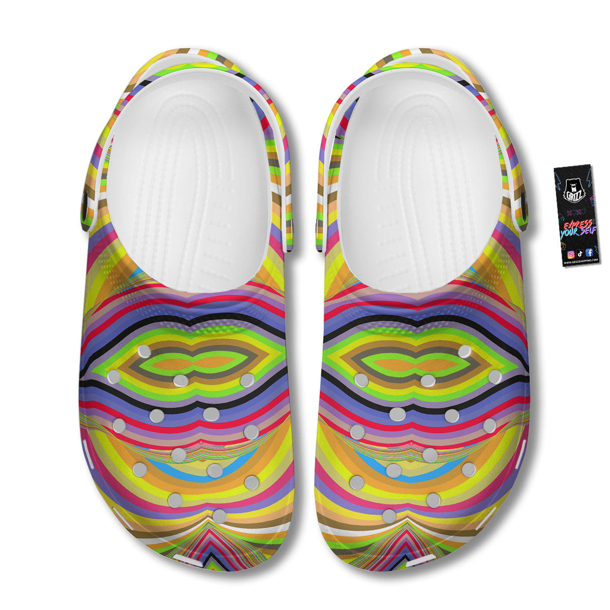 Rave Rainbow Print Pattern Clog-grizzshop