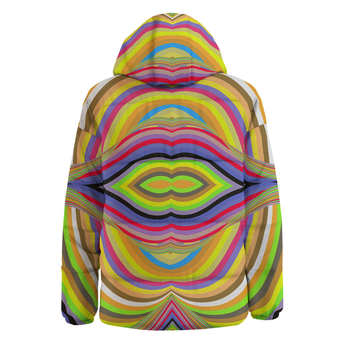 Rave Rainbow Print Pattern Down Jacket-grizzshop