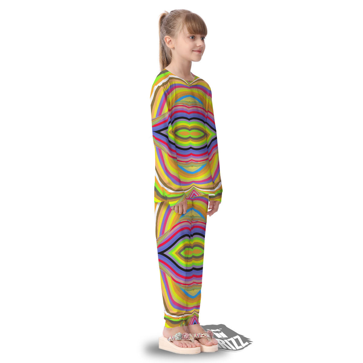 Rave Rainbow Print Pattern Kid's Pajamas-grizzshop