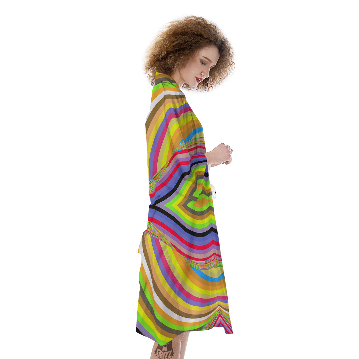 Rave Rainbow Print Pattern Kimono-grizzshop