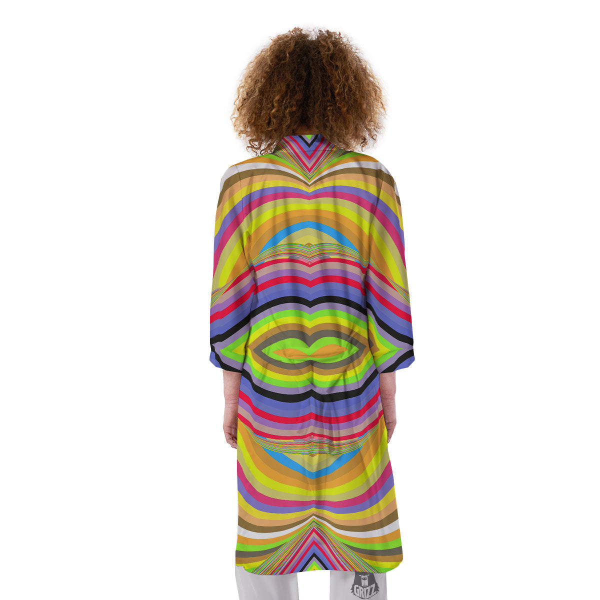 Rave Rainbow Print Pattern Kimono-grizzshop