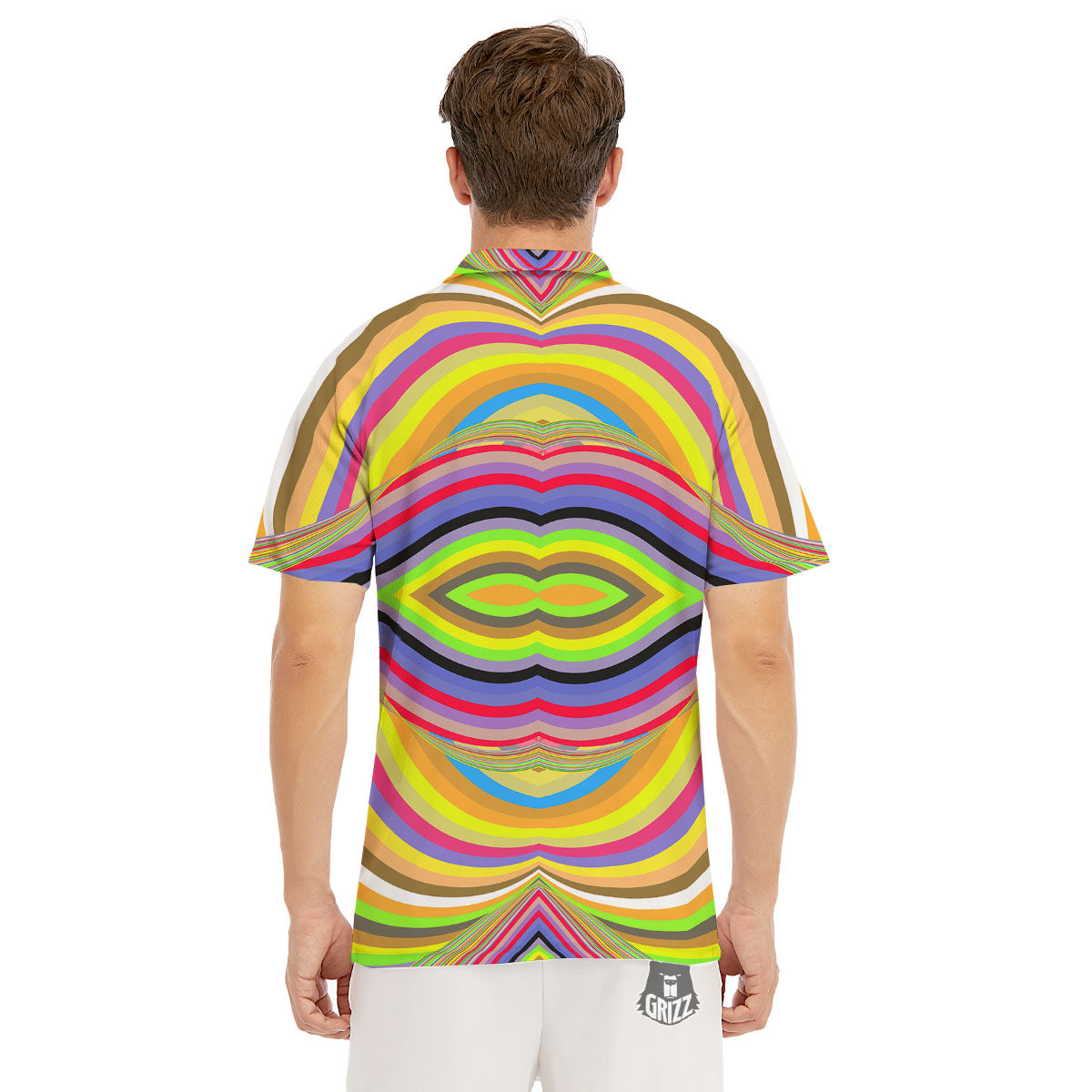 Rave Rainbow Print Pattern Men's Golf Shirts-grizzshop