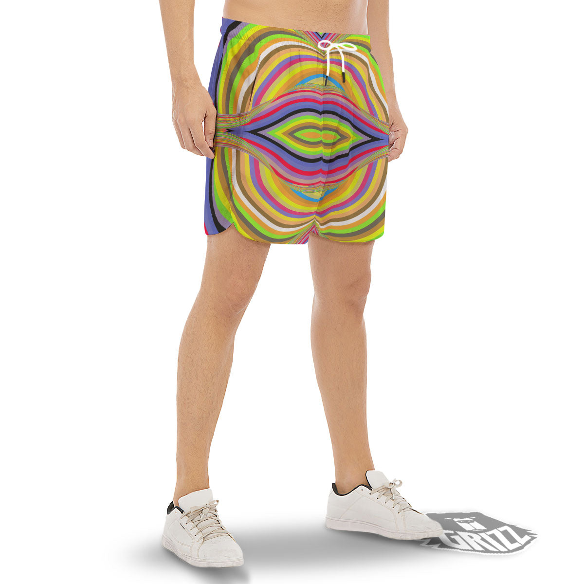 Rave Rainbow Print Pattern Men's Gym Shorts-grizzshop