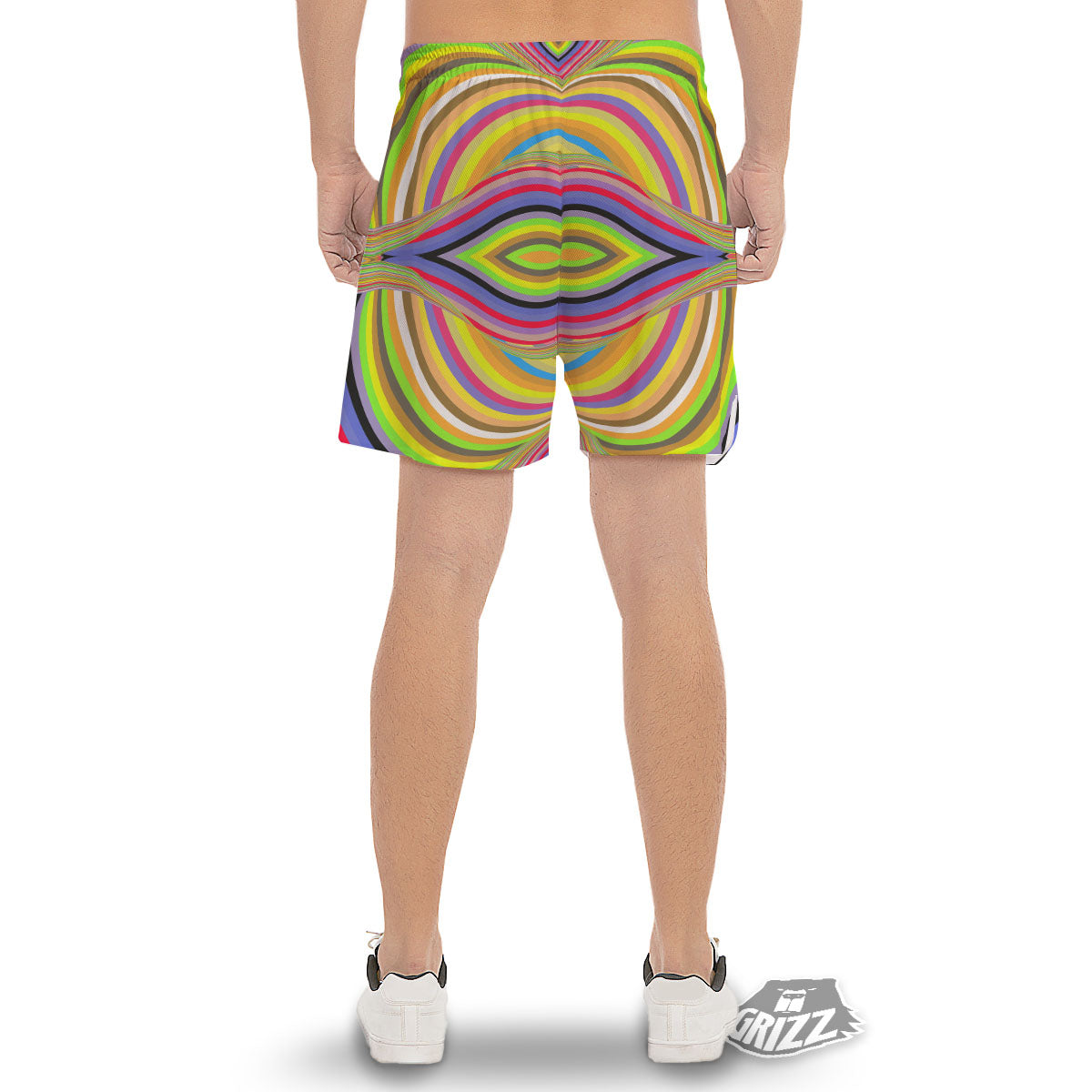Rave Rainbow Print Pattern Men's Gym Shorts-grizzshop