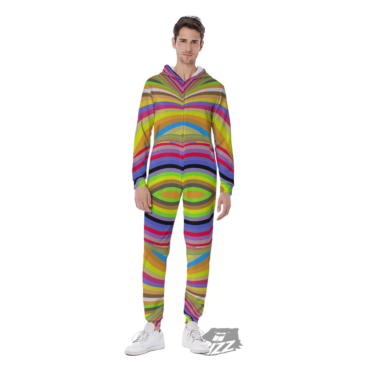 Rave Rainbow Print Pattern Men's Jumpsuit-grizzshop
