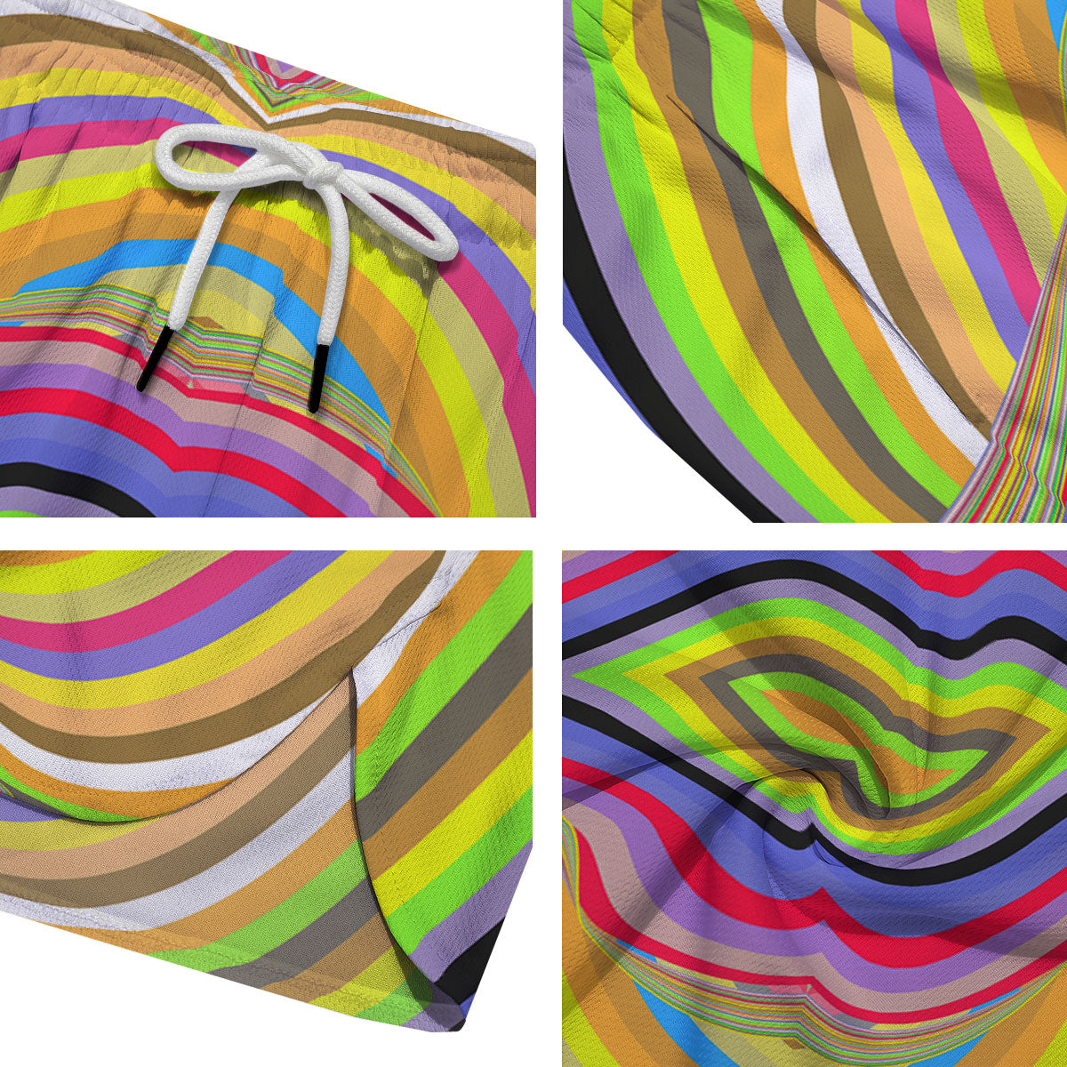 Rave Rainbow Print Pattern Men's Running Shorts-grizzshop