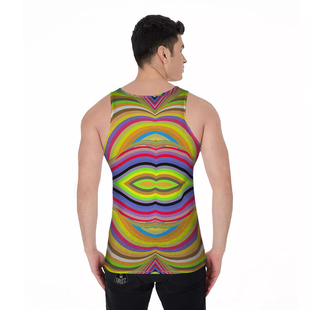 Rave Rainbow Print Pattern Men's Tank Top-grizzshop