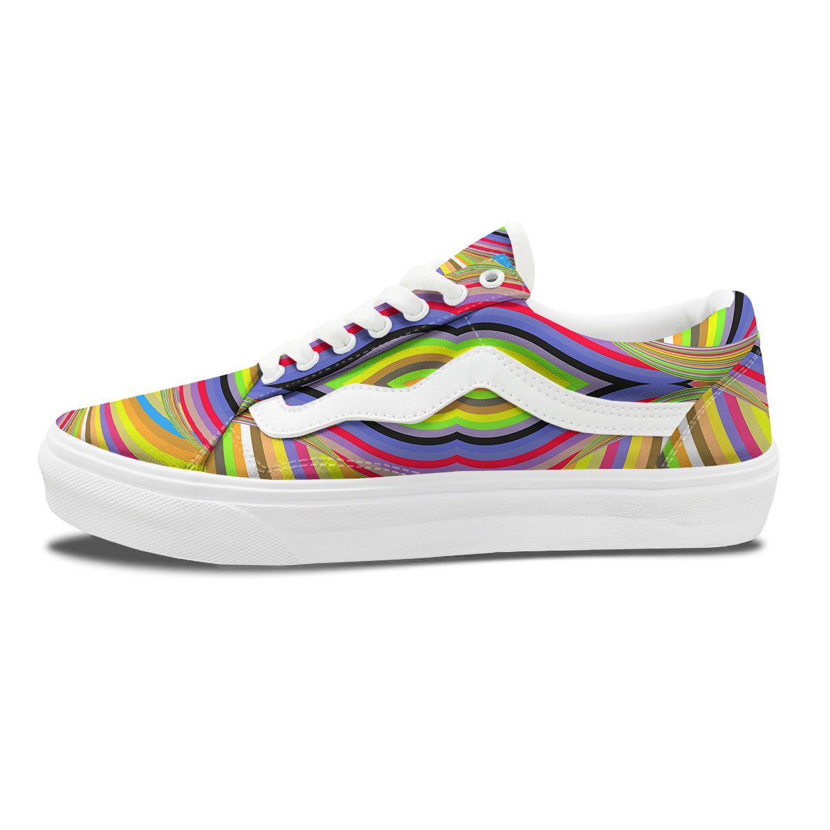 Rave Rainbow Print Pattern Skate Shoes-grizzshop