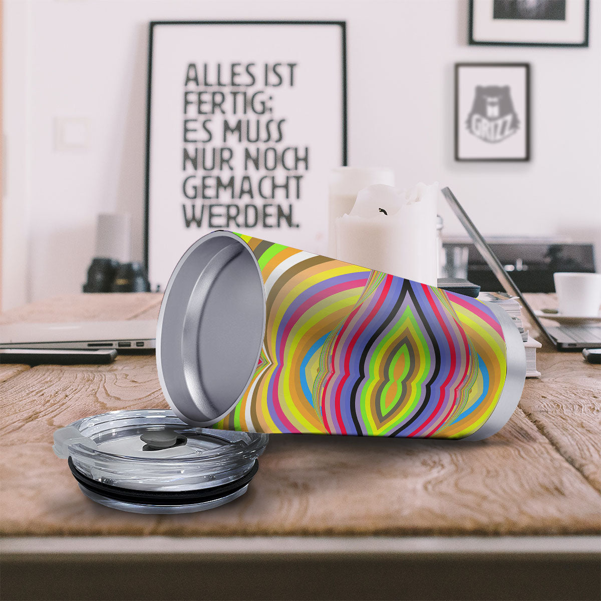 Rave Rainbow Print Pattern Tumbler-grizzshop