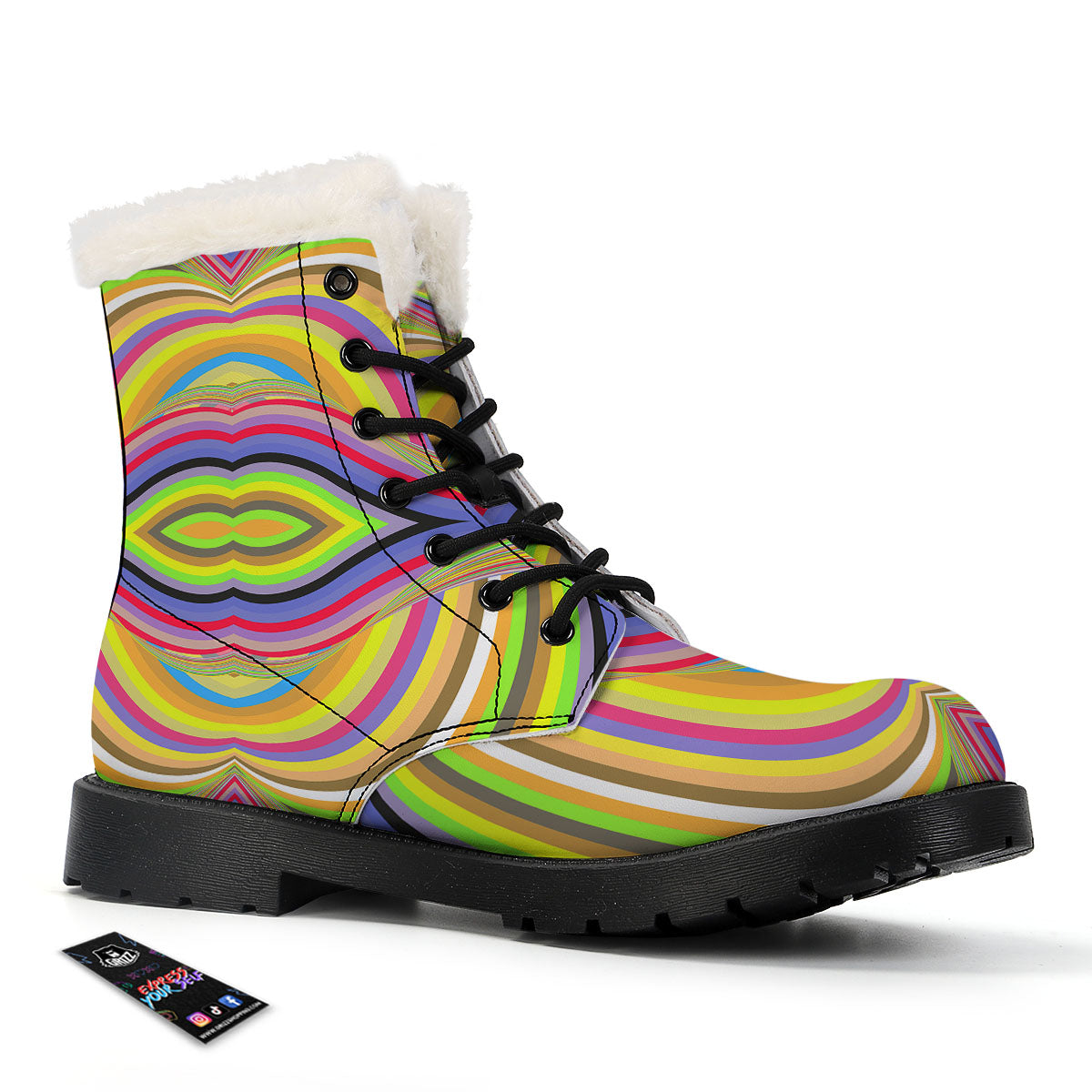 Rave Rainbow Print Pattern Winter Boots-grizzshop