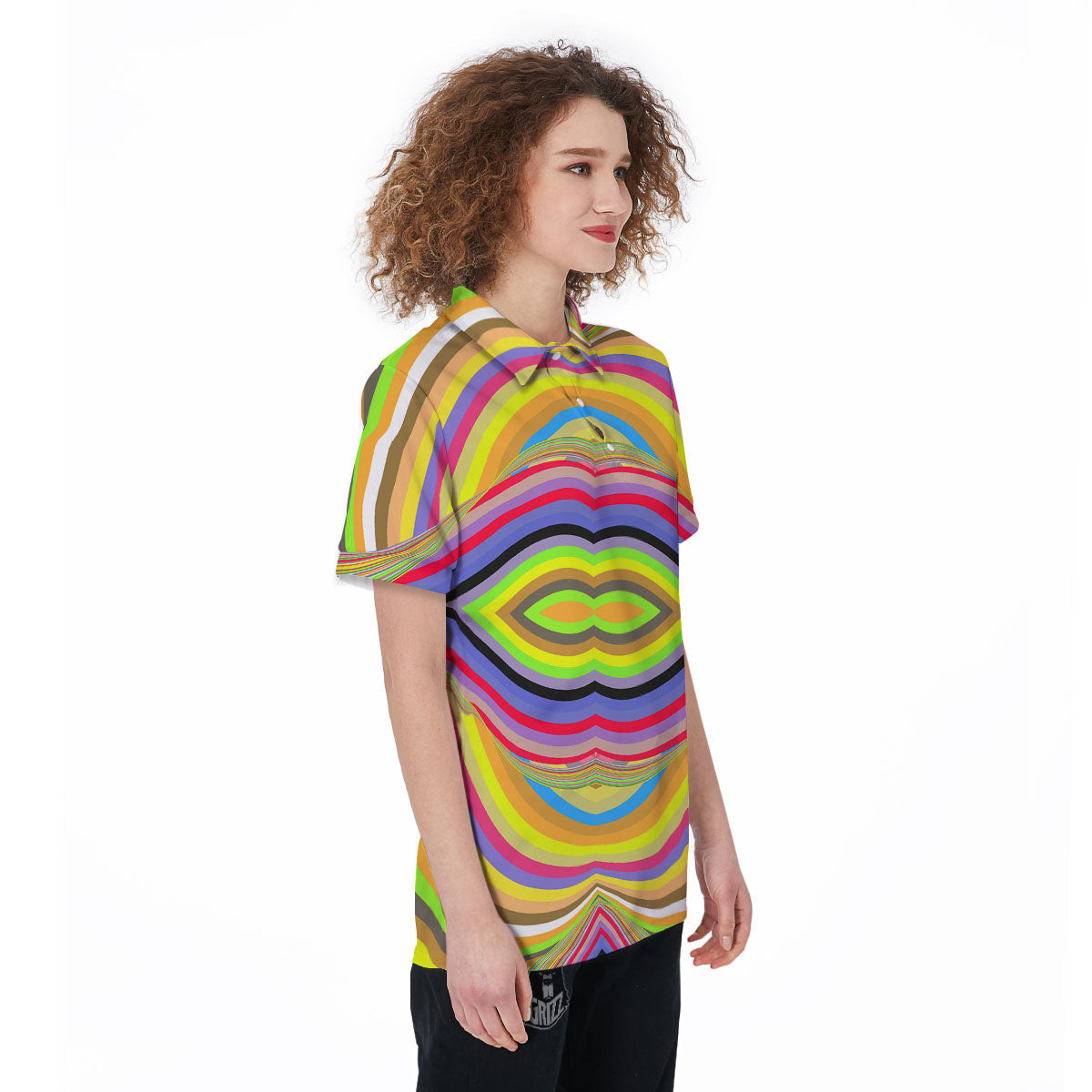 Rave Rainbow Print Pattern Women's Golf Shirts-grizzshop